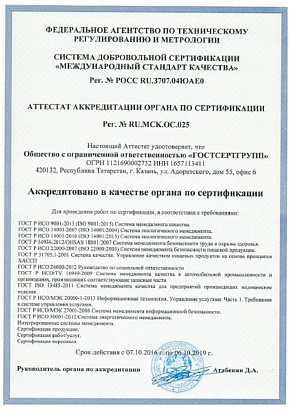 Область аккредитации